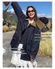 Wen Jiu Cordkragen Retro Patchwork Jeansjacke - Damen Frühjahrsstil 9504