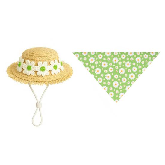 Pastoral Style Goose Bonnet Hat Triangle Scarf Flower Pattern Bright Color Porch Goose Costume Farmhouse Photo Prop