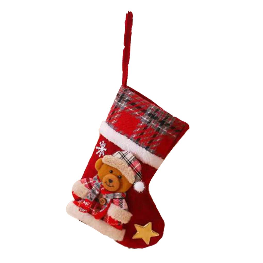 Christmas Stockings Elk Bear Doll Cartoon Socks Snacks Container Showcase Xmas Tree Goodie Bag Hanging Pendant Party Holiday