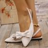 Fashion Sweet Bowknot Daily Shoes For Ladies Pointed Toe White Sandals Women 2025 Summer Comfortable Flat Heels Shoes Women