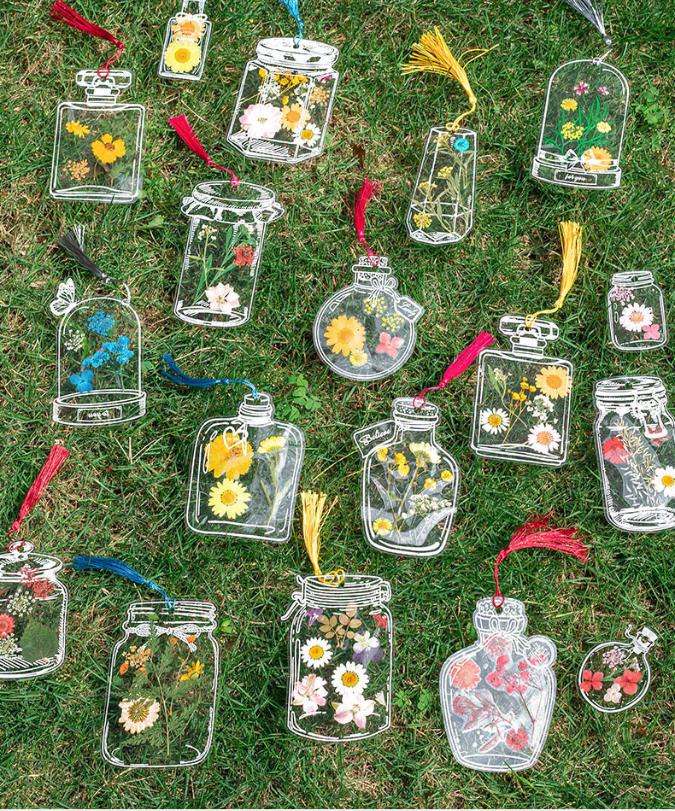 Dried Flower Bookmark Handmade DIY Transparent Small Bottle Sticker