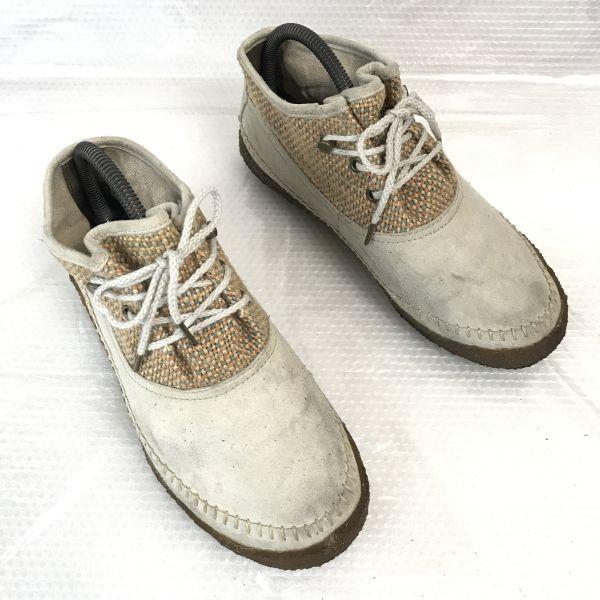 Columbia crepe sole short boots 24.5 beige desert high-cut shoes sneakers(USED)
