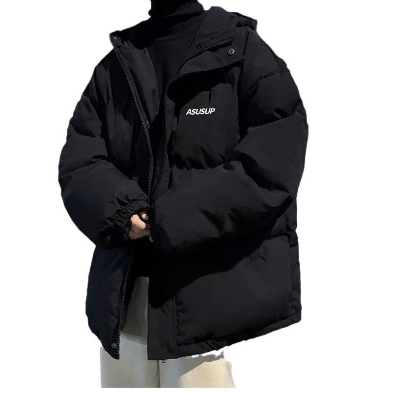 Men's Hooded Windproof Cotton-Padded Coat - Autumn/Winter Hong Kong Style Casual Warm Short Thickened Jacket