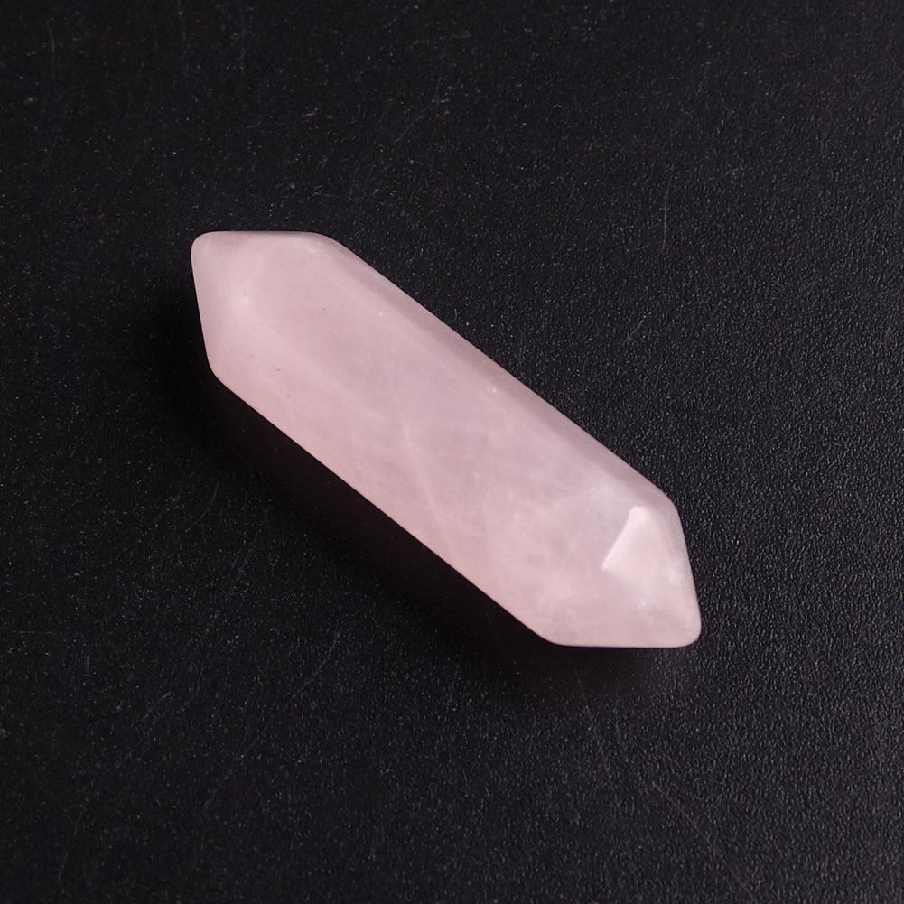 32x8mm Natural Stone Crystal Double Pointed Hexagonal Column Pendant Necklace