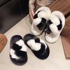 Plush Slippers Women 2026 Autumn Winter Non Slip Height Increase One Word Slippers Comfortable Fashion Thicken Warm Cotton Shoes