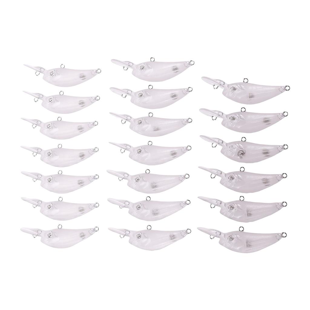 20PCS Lure Blank with Metal Connector 5.9CM Artificial Transparent DIY Unpainted Deep Diving Minnow Lure