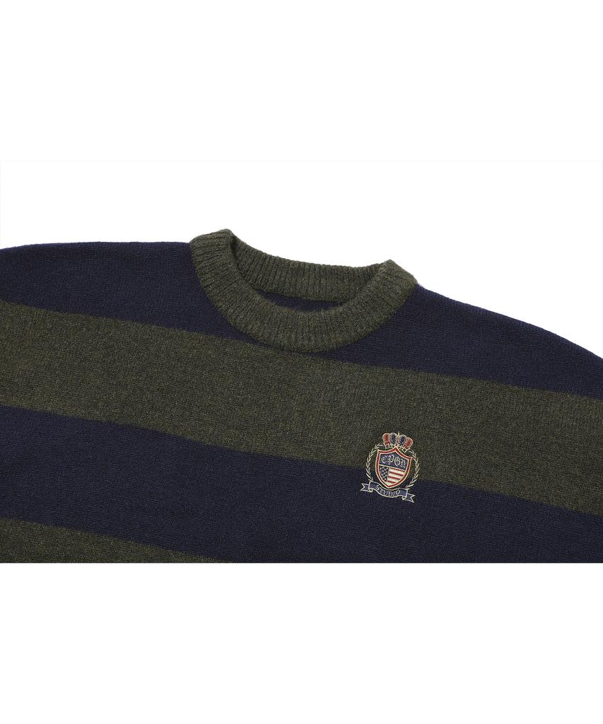 CPGN STUDIO Pullover Border Western Sweater Navy Khaki