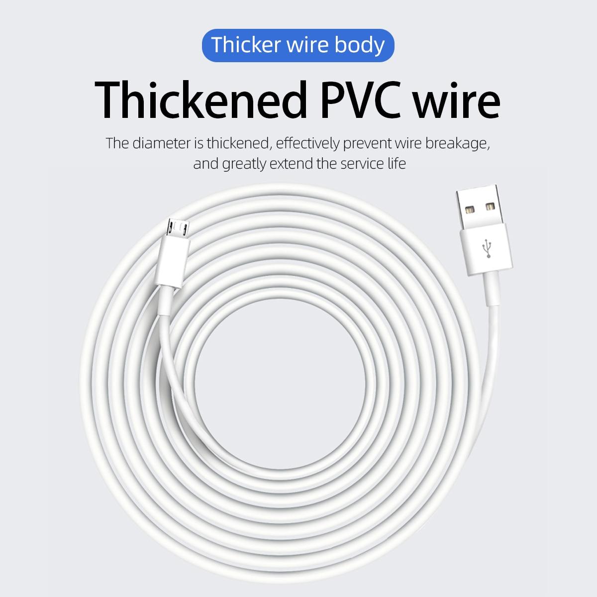 Cavo Micro USB 3 Metri - Ricarica Sincronizzazione Extra Lungo Grigio Intrecciato Per Smartphone