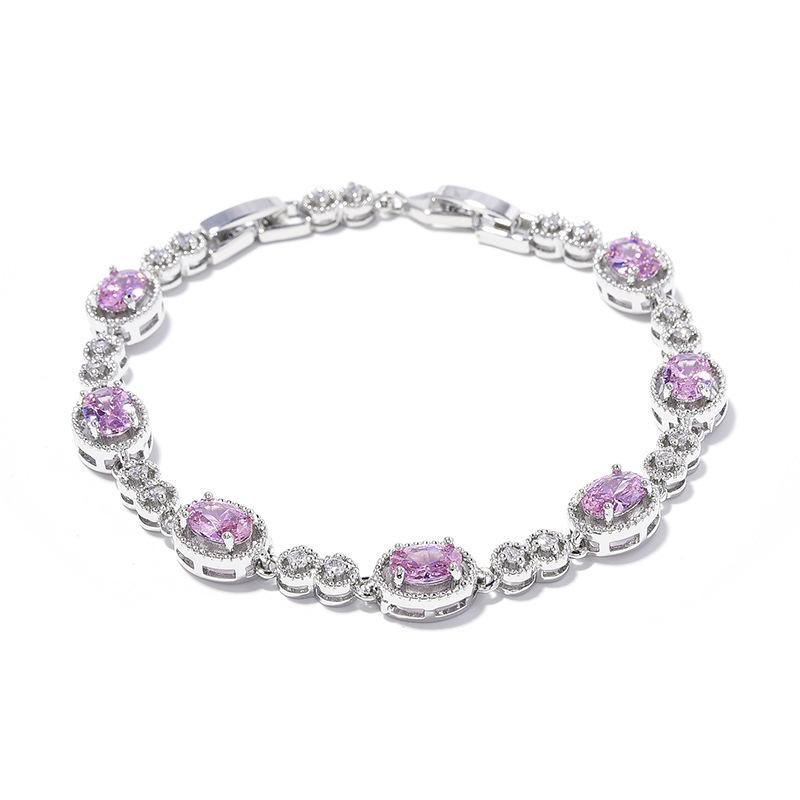 Korean Version of Caibao Bracelet Yellow Crystal Rectangular Light Luxury Pure Handmade Inlaid Geometric Colored Zircon