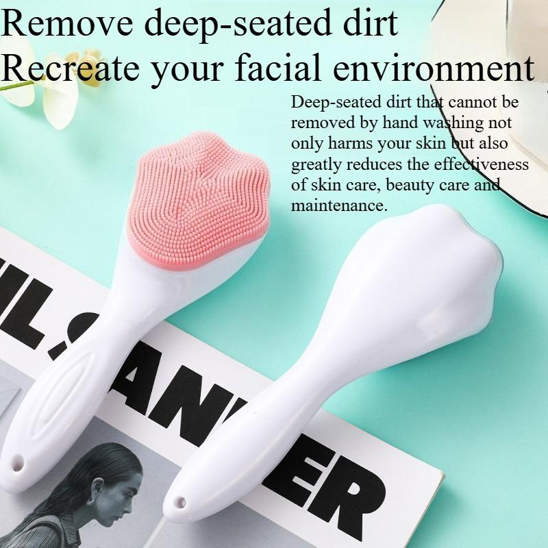 1PC face wash brush Internet celebrity soft hair deep brush silicone manual cat claw cleansing brush long handle artifact dirt face cleansing female