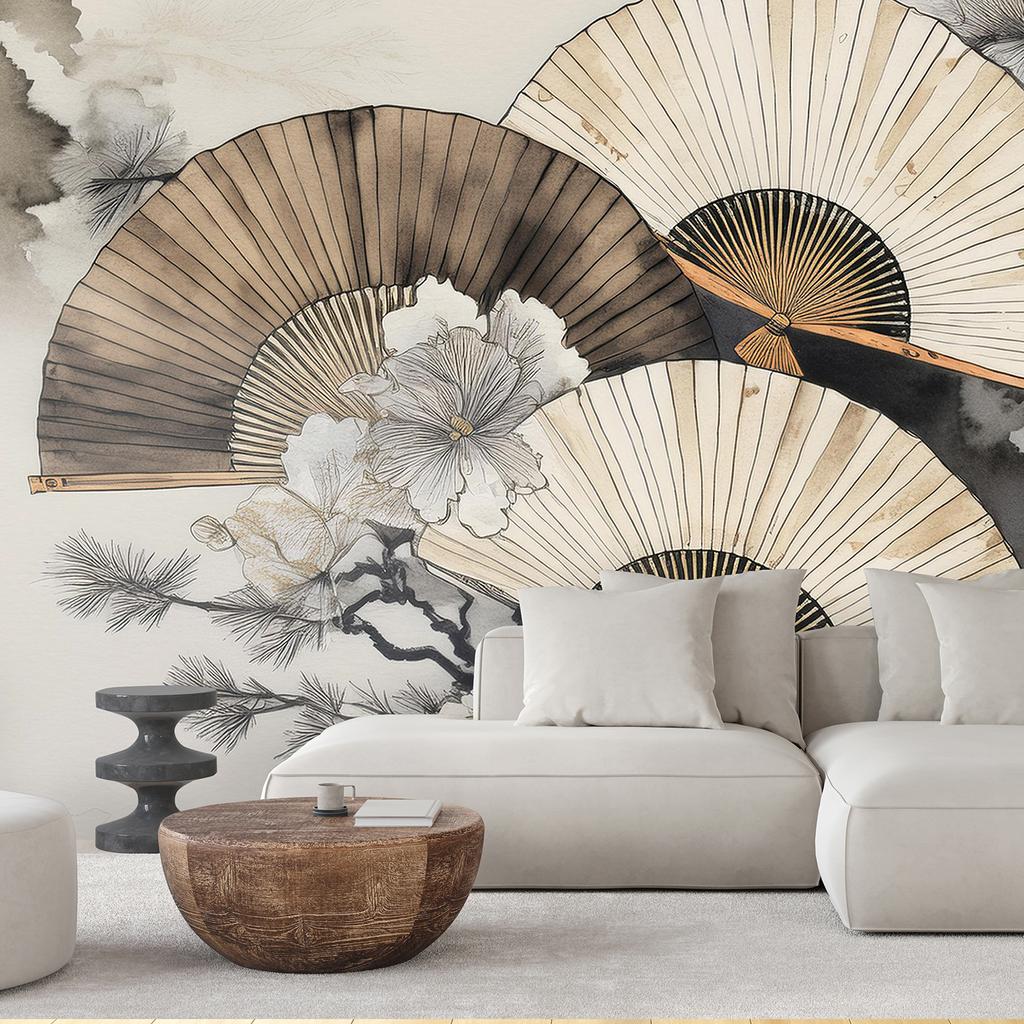 Wallpaper Fan Watercolour Japan