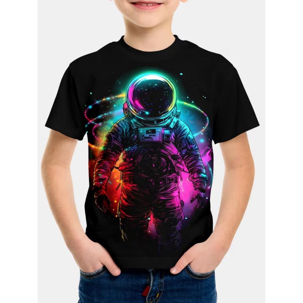 Boys Kids Clothes Stylish Cartoon Space Astronaut Graphic T Shirts Boys Girls Summer Short Sleeve Outdoor Clothes for Children