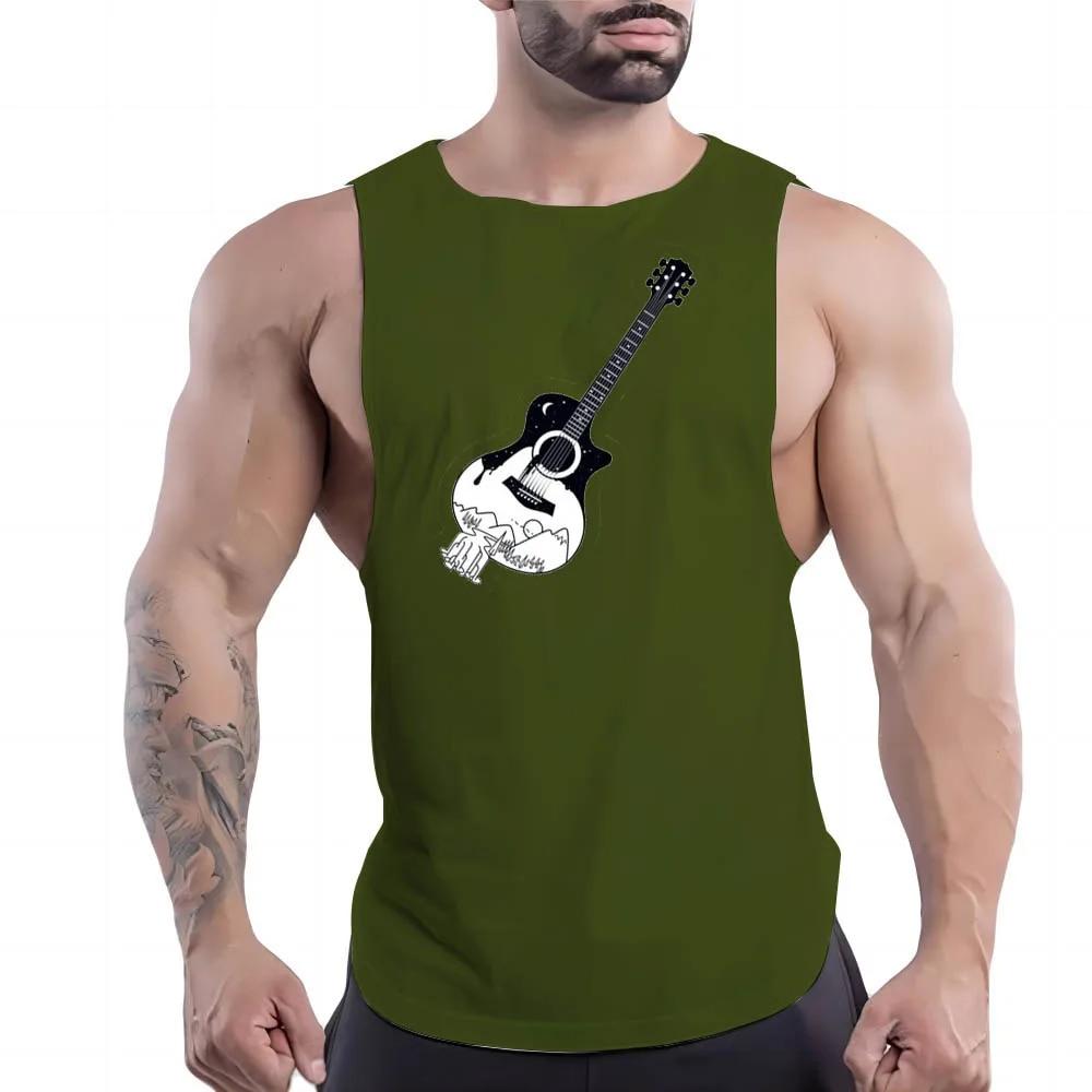 2023 Four Seasons New Outdoor Sports Wind 2d Violin Print Men'S Casual Comfortable Breathable Sports Shirt Vest Tops Y2k