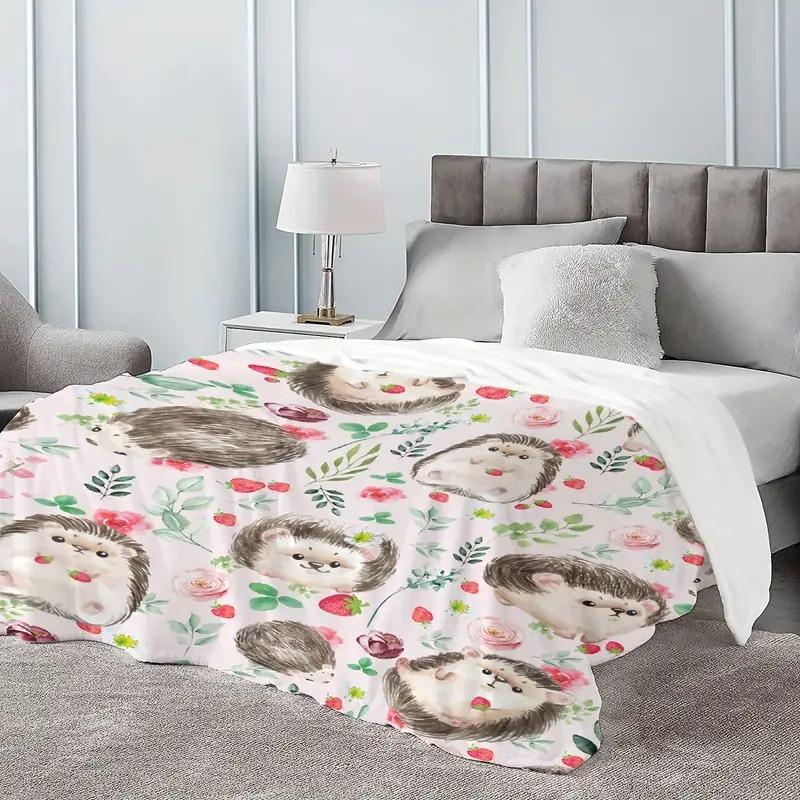 Hedgehog Flower Strawberry Flannel Blanket Bedroom Sofa Children'S Room Home Decoration, Blanket