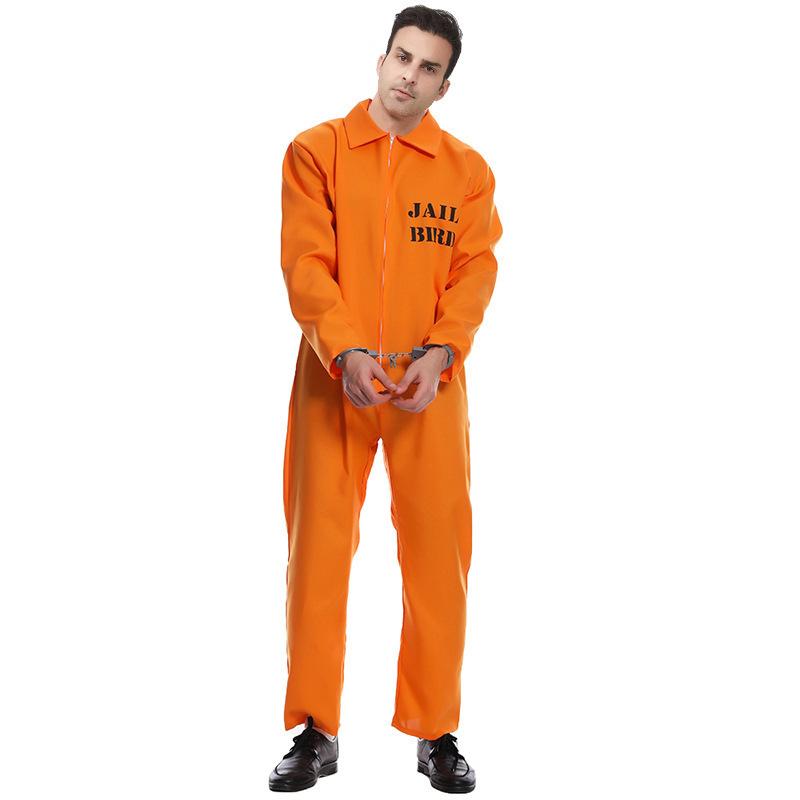 Americký Vězeňský Kostým Cosplay Kostým Halloween Muž Dospělý Vězeňská Uniforma Cosplay Kombinéza Oranžová Vězeňská Uniforma