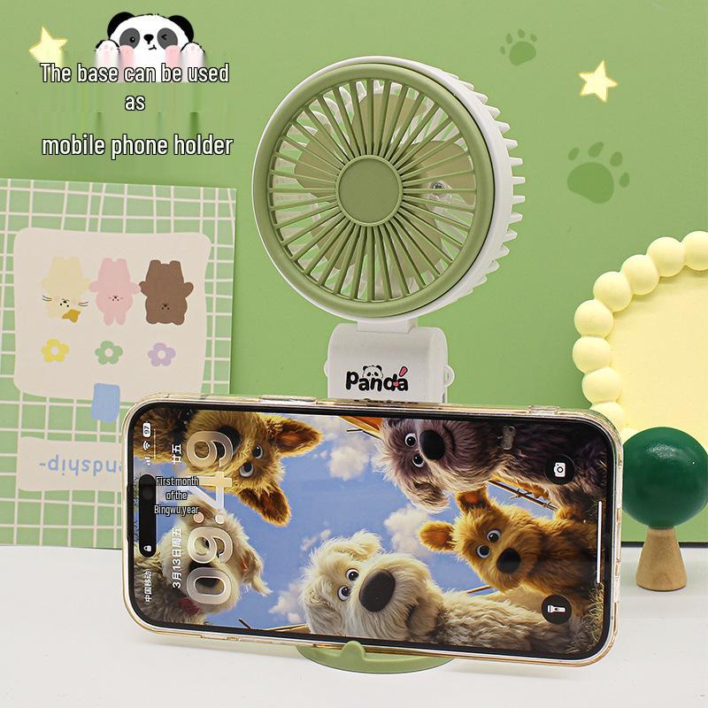 Cute Mini Handheld USB Fan & Phone Holder - Powerful Wind