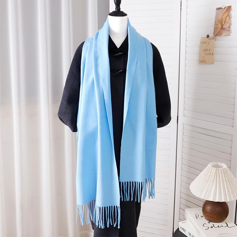 New Designer Luxury Women Warm Scarf Winter Cashmere Shawls Thick Solid Neckerchief Hijab Wraps Tassls Pashmina Foulard