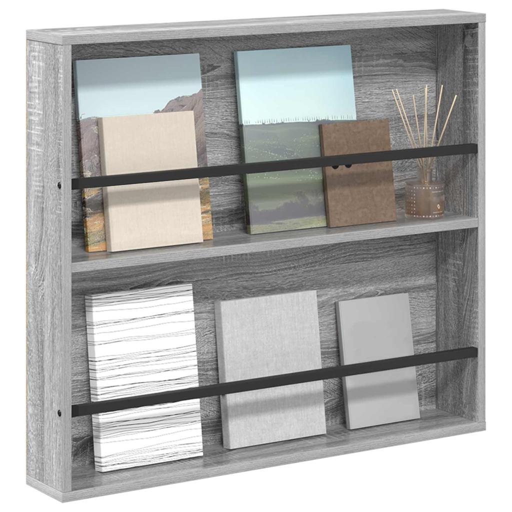 Magazine Shelf Grey Sonoma 80 x 12 x 70 cm Particleboard