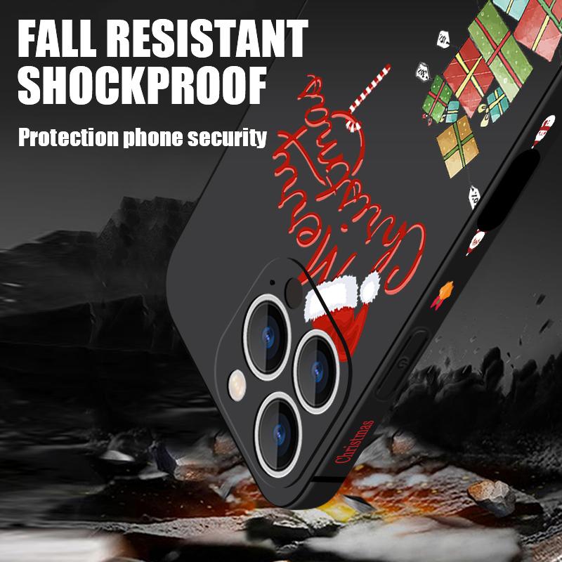 Cute Santa Claus Pattern TPU Soft Silicone Case For iPhone 17 Pro Max 16E 16 15 14 13 Pro Max 12 Pro 11 Shockproof With Lanyard Phone Cover Fundas