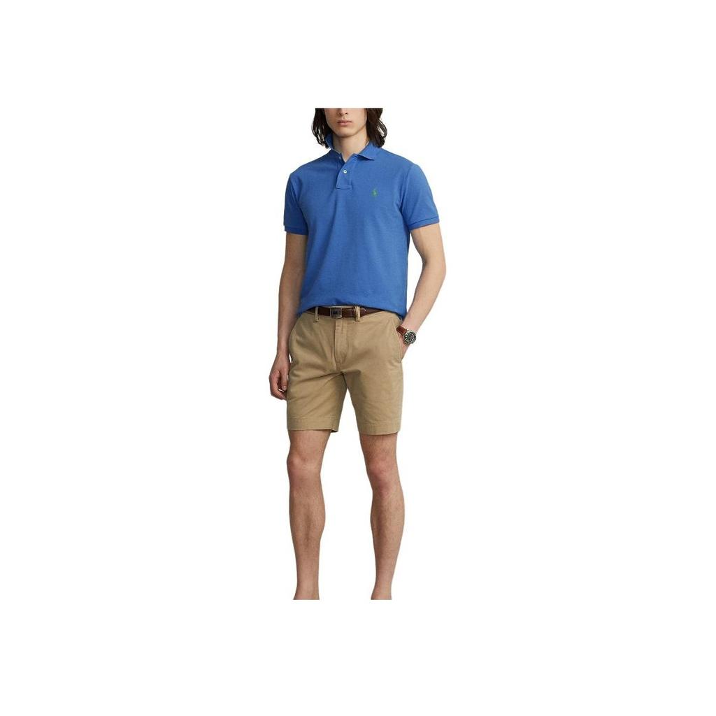 Polo Ralph Lauren Slim Fit Solid Color Logo Embroidered Short Sleeve Polo Shirt Men Tops Blue MNPOKNI1N821858-400