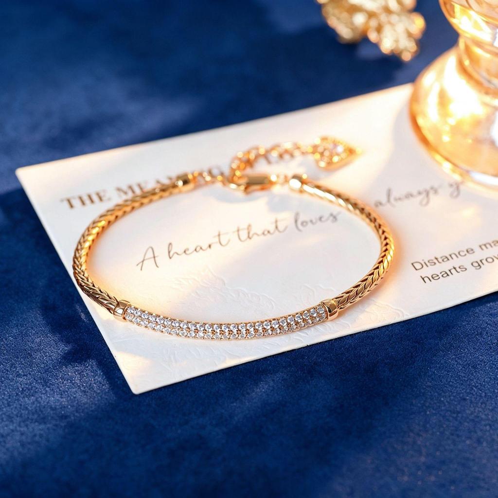 Douyin Pavé Set Smile Bracelet Bangle - Exquisite Fashion Jewelry for Women