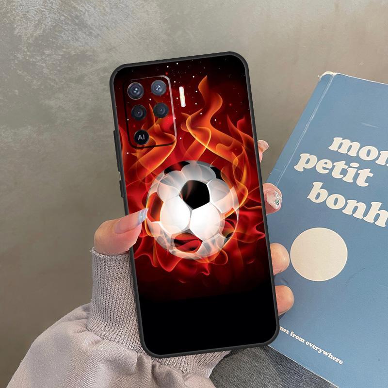 Fire Football Ball Soccer Case For Oppo A80 A40 A60 A98 A78 A18 A38 A58 A16 A76 A96 A17 A77 A74 A94 A54 A57S A15 Cover