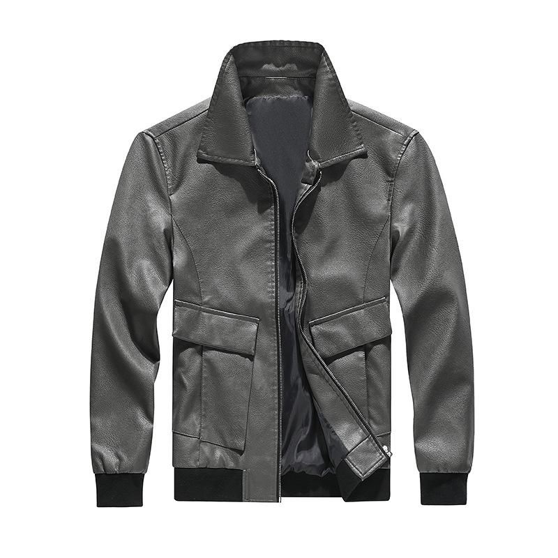 Мужская кожаная куртка весна и осень новая мужская одежда корейская версия тонкая мужская — фото 3