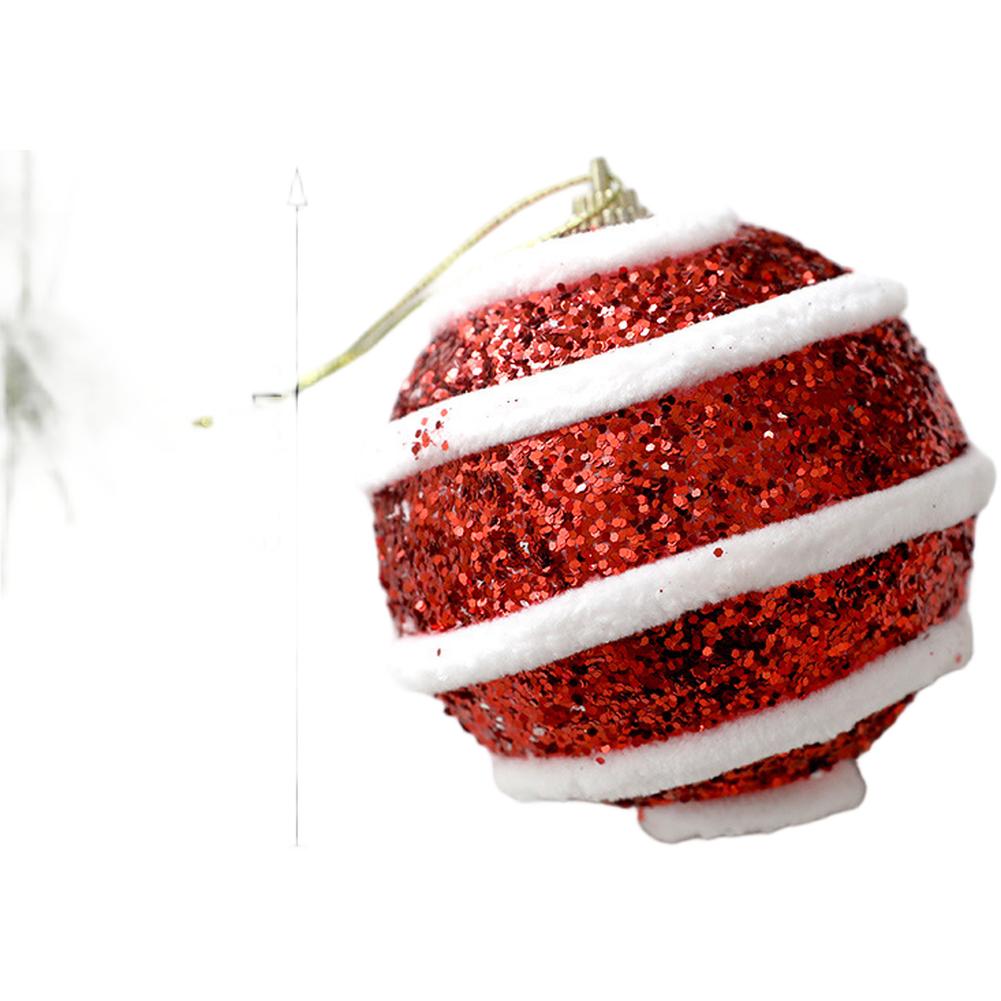 Red Foam Glitter Christmas Tree Ornaments 8cm with Lightweight Hanging Balls and Modern Design for Seasonal Decoration