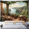Beautiful Seaside Courtyard Landscape Tapestry Wall Hanging Room Wall Decoration Living Room and Bedroom Background Poster