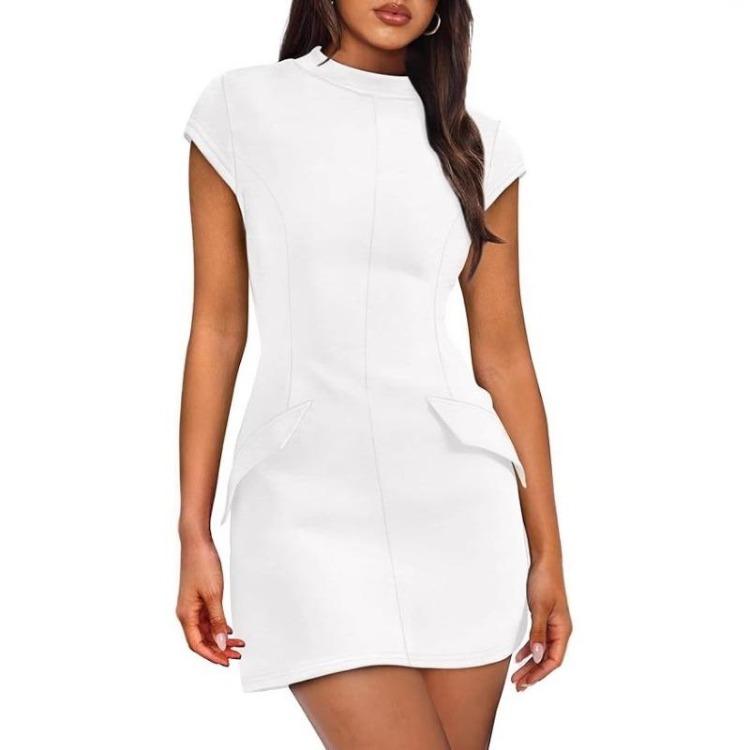 Party Short Sleeve Women's Tight Crew Neck Dress