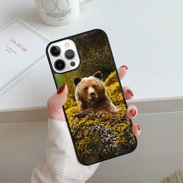 

Grizzly Bear Animal Phone Case For iPhone 17 Air 14 15 16 13 12 Cover For Apple 14 15 16 Pro Max Plus Coque iPhone 17