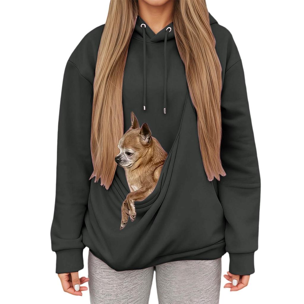 Women's Hoodie, Pet Bag, Sports Shirt, Pet Cat And Dog Pocket Holder, Top