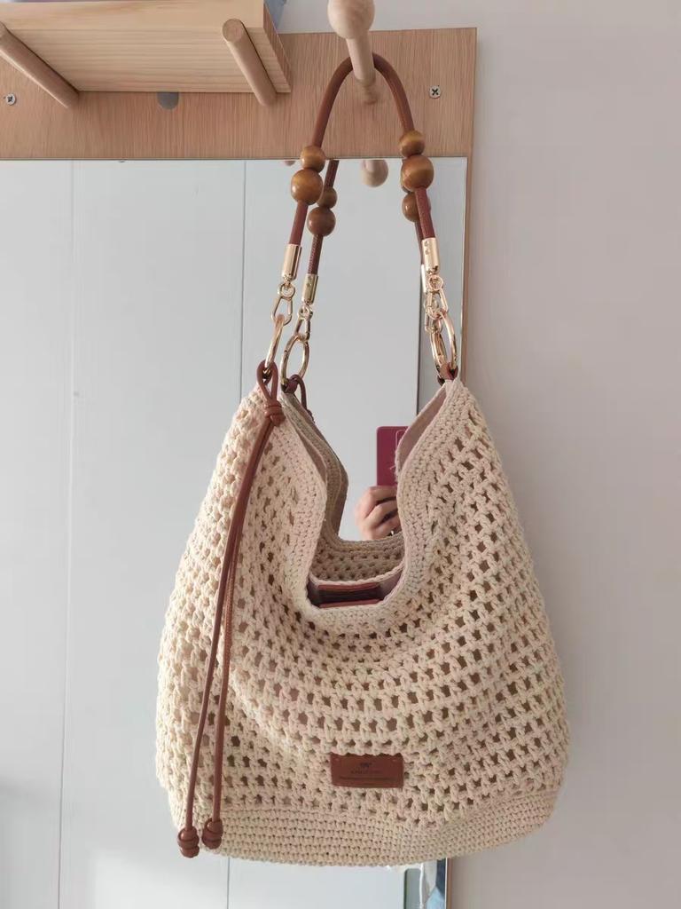 Nanfeng Versatile Trend Holiday Garden Bucket Bag Women's Spring and Summer Lazy Wind Beach Woven Bag One-shoulder Crossbody Bag