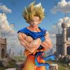 32cm Studio Super Saiyan Goku Crossed Arms Figure Dragon Ball Anime PVC Collectible Desktop Decor Ornament Gift For Anime Fans