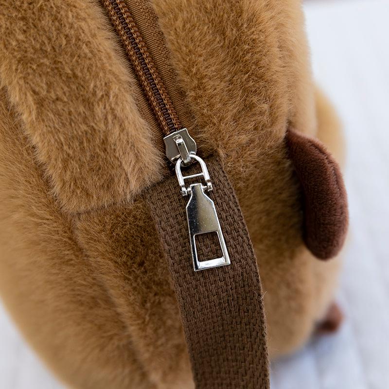 Capybara Fluffy Crossbody Bag - Cute Cartoon Round Shoulder Bag for Girls and Students