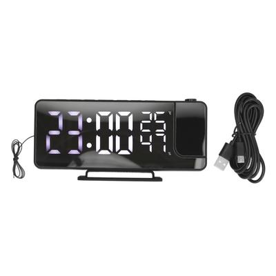 Projektionswecker Spiegelbildschirm USB-Aufladung Snooze 180 Grad Digitaler Projektionswecker mit Radio