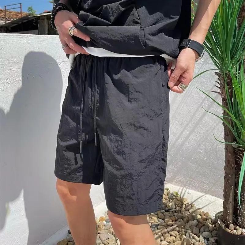 Men's Summer Solid Color Suit Loose Hooded Zipper Style Top + Work Shorts Two Piece Set