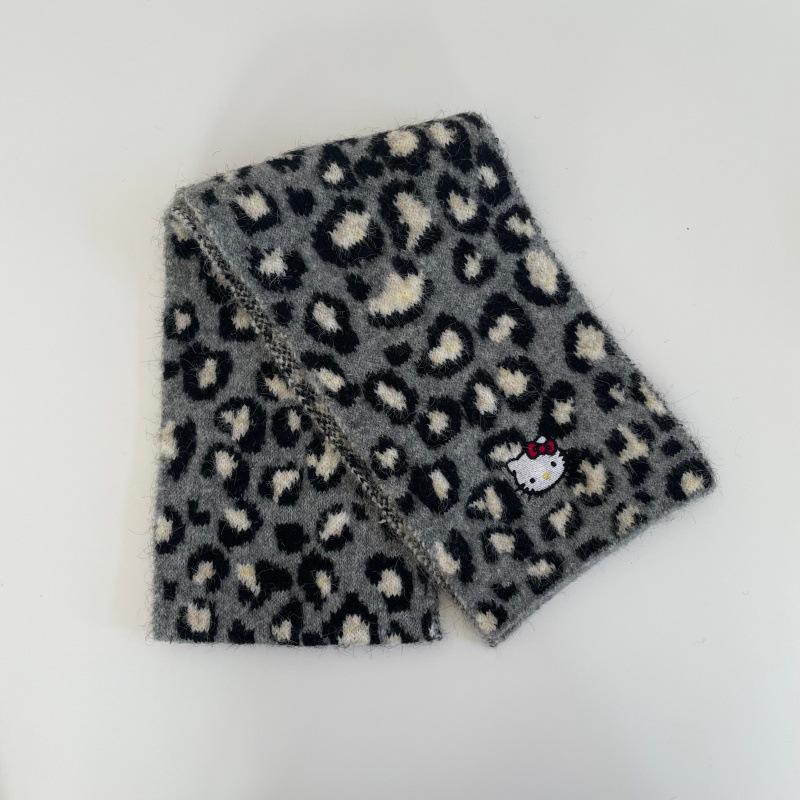 Koreanischer Süßer Leopardendruck Plüschschal für Kinder - Warmer Herbst/Winter Nackenschutz