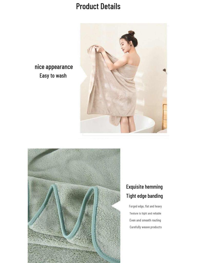 High-Density Oversized Coral Fleece Bath Towel Set for Men & Women