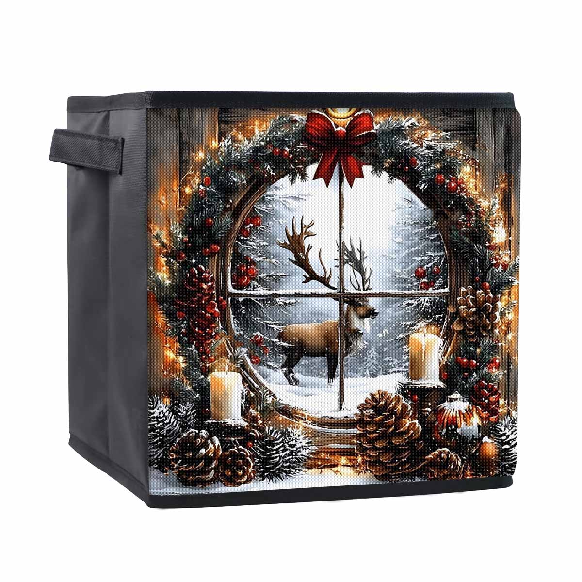 

The Deer Outside The Window 5D Diamond Painting Storage Basket Full Round Drill Mosaic Diamond Embroidery Cross Stitch Kits Home Decor Home Decor 25cmx25cm