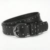 Double row rivet pin buckle women's belt retro punk decorative jeans fashion European and American style black