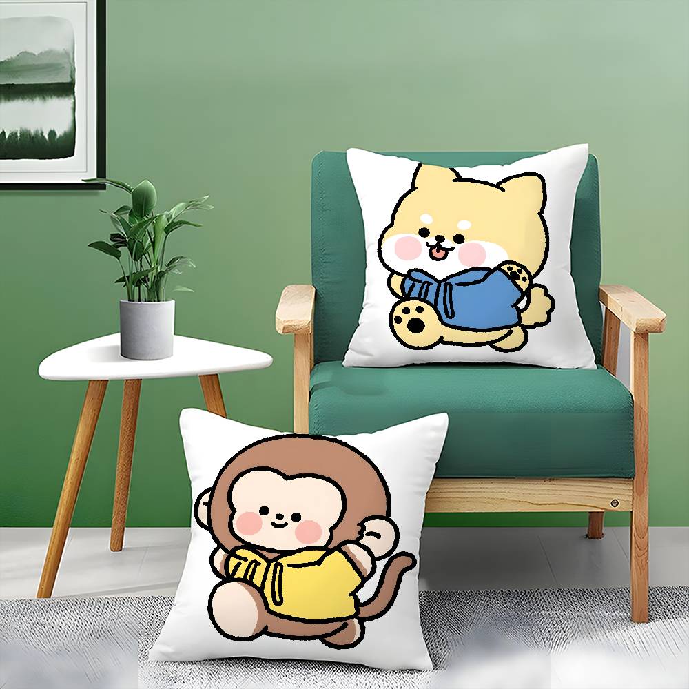 Small Animal Cartoon Happy Sports Pillow Case Comfort Sofa Bed Silky Elegant Invisible Zipper Decorative Cushion Cover