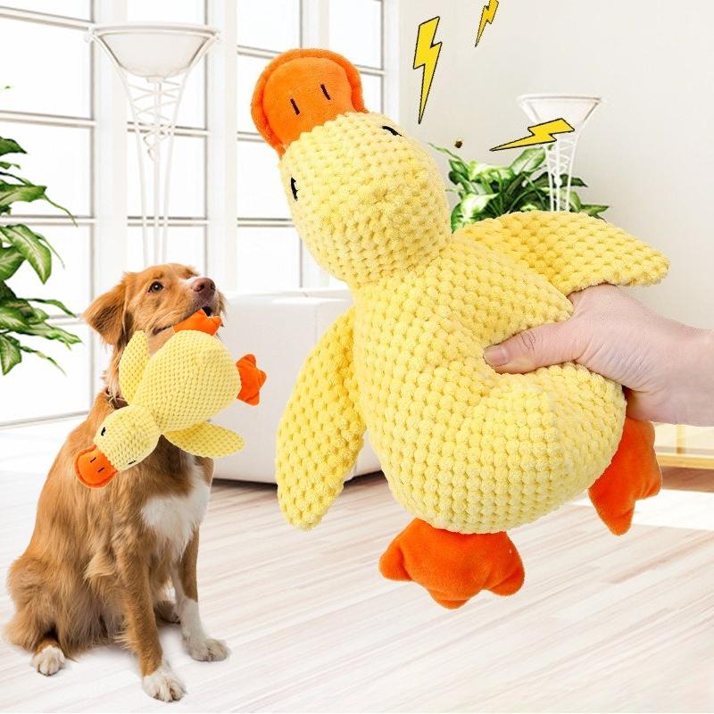 Quacking Duck Dog Toy Durable Chew Resistant Plush for Aggressive Chewers Squeaky Boredom Relief & Teeth Cleaning Toy for Small