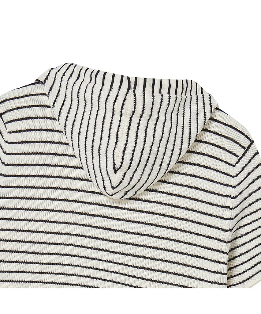 THE GREEN LAB Striped Short Sleeve Hooded Knit [Ivory]