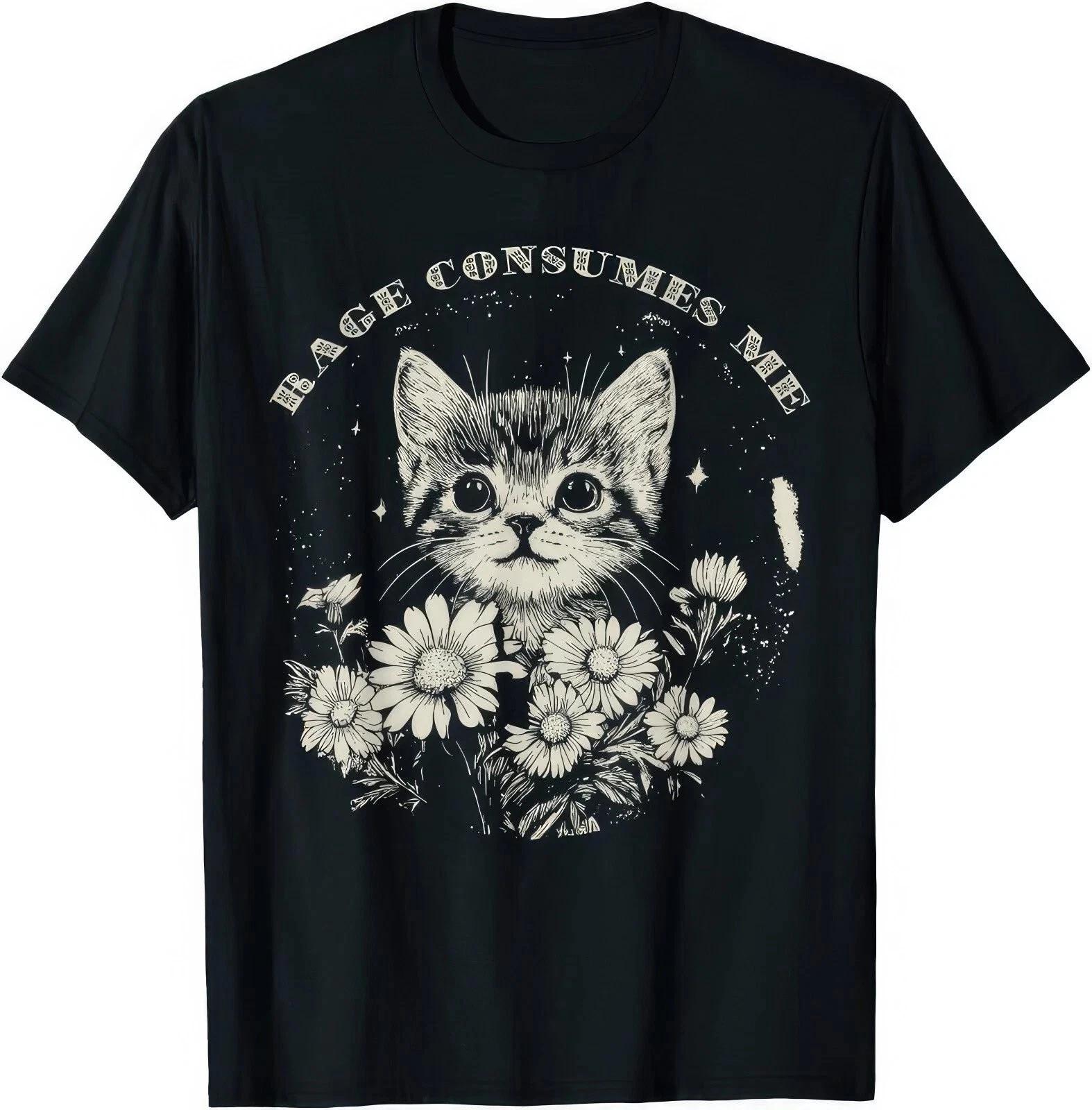 Rage Consumes Me Funny Cat Lover Gift T-Shirt Mens Graphic Tee M