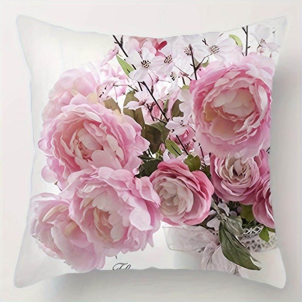 Plant Flowers, Polyester, Pillowcase, Living Room, Sofa, Pillow, Lumbar Cushion Home Decor Room Decor, No Pillow Core