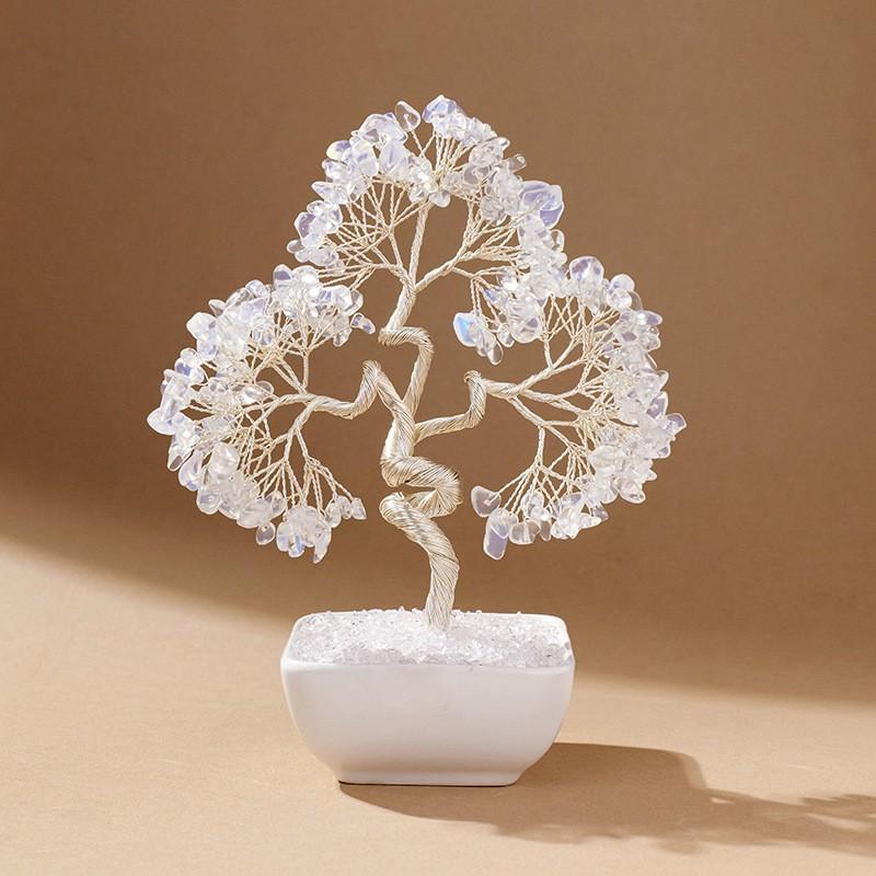 Natural Aquamarine Crystal Tree With Ceramic Base Feng Shui Wealth Ornament Home Decor