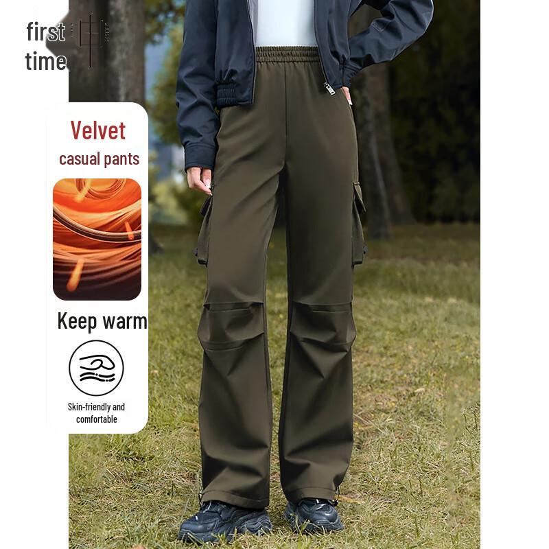 Women s Fleece-Lined High-Waist Cargo Pants L