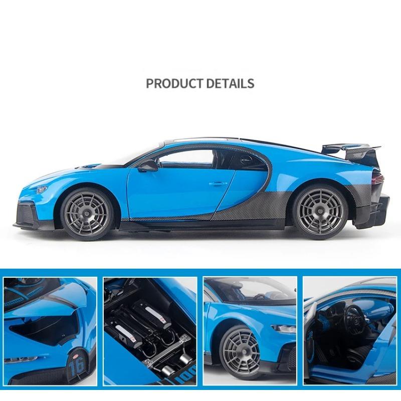 1/18 Bugatti Chiron Supercar Alloy Diecast Toy Scale Car Model Sound and Light Miniature Vehicle Children's Toy Collection Decorative Gift