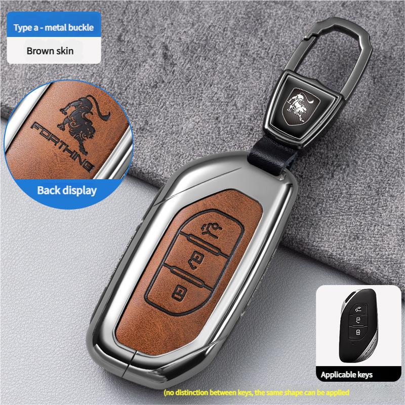 Voor Dfsk Dongfeng Forthing Fengxing T5 Evo Afstandsbediening Sleutelkapje Auto Zinklegering Auto Sleutelhoes Cover Houder Ketting